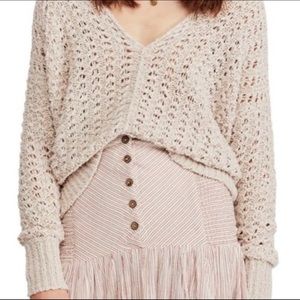 Free People Best of You V-Neck Knit Sweater Large